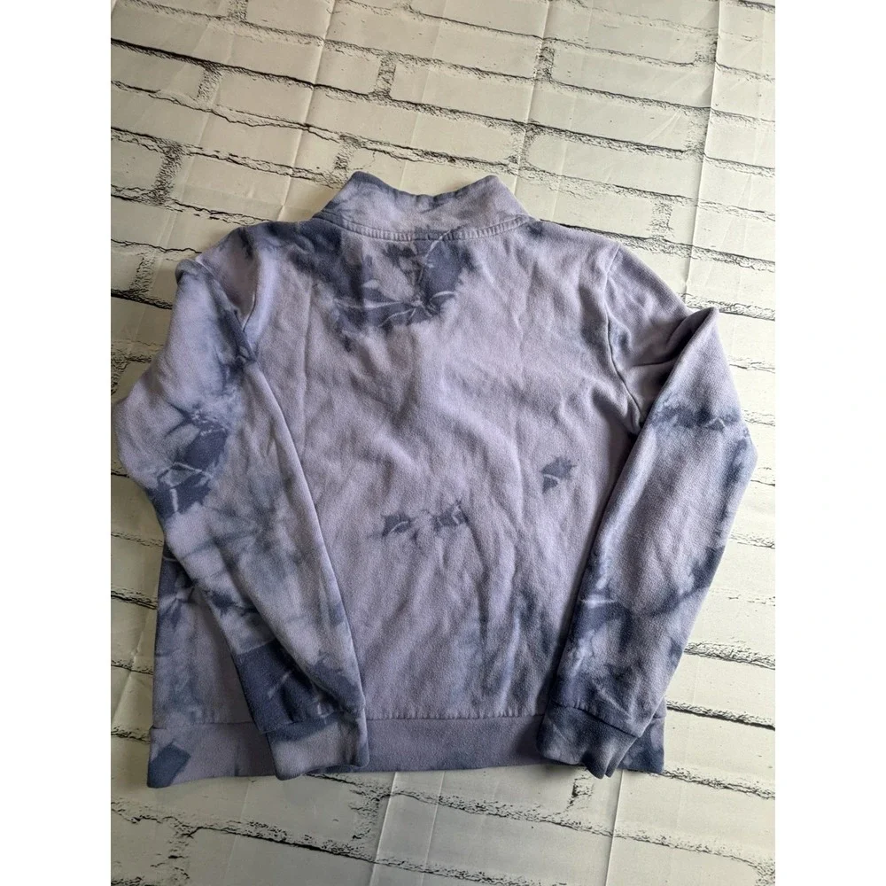 Victoria's Secret PINK Quarter Zip Pullover Sweatshirt Purple Tie Dye Large